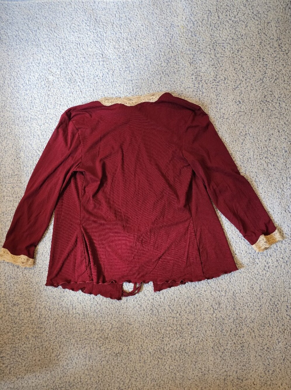 Newport News Burgundy Lace-Trim Blouse - Picture 4 of 6
